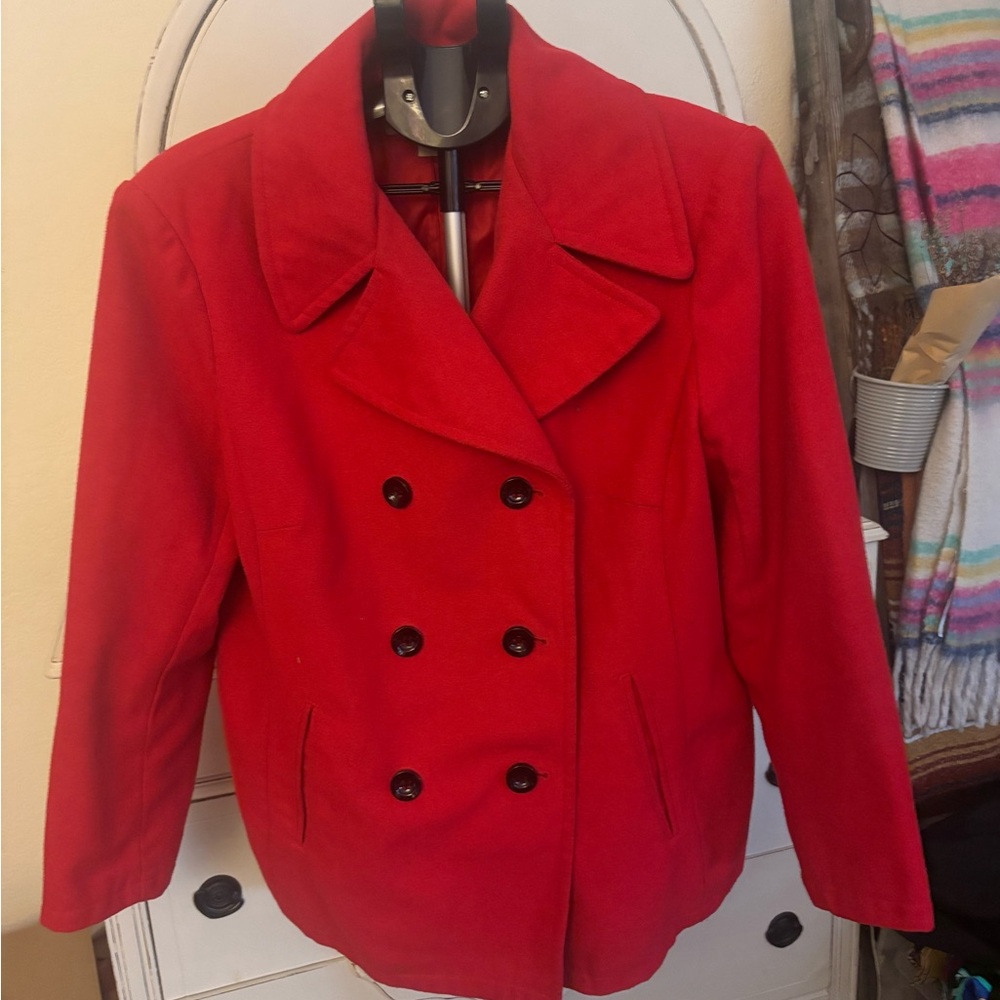 New York & Company Bold Red Peacoat